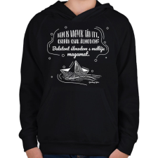 PRINTFASHION Gárdonyi Géza - Balaton - Gyerek kapucnis pulóver - Fekete gyerek pulóver, kardigán