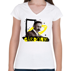 PRINTFASHION Gárdonyi Géza - Női V-nyakú póló - Fehér