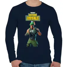PRINTFASHION Garrison Fortnite - Férfi hosszú ujjú póló - Sötétkék férfi póló