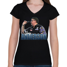 PRINTFASHION Gary Anderson - Női V-nyakú póló - Fekete