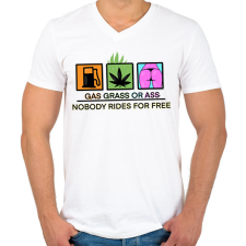 PRINTFASHION gas grass ass - Férfi V-nyakú póló - Fehér férfi póló