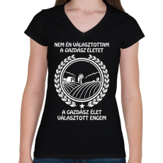 PRINTFASHION Gazdász élet - Női V-nyakú póló - Fekete