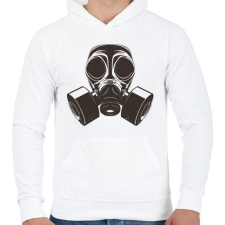 PRINTFASHION Gázmaszk - Férfi kapucnis pulóver - Fehér férfi pulóver, kardigán