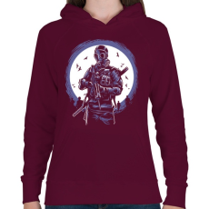 PRINTFASHION Gázmaszkos katona - Női kapucnis pulóver - Bordó