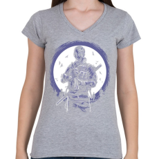 PRINTFASHION Gázmaszkos katona - Női V-nyakú póló - Sport szürke