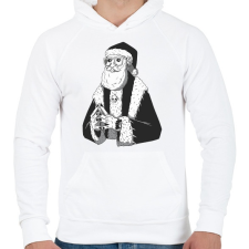 PRINTFASHION Geek Mikulás - Férfi kapucnis pulóver - Fehér férfi pulóver, kardigán