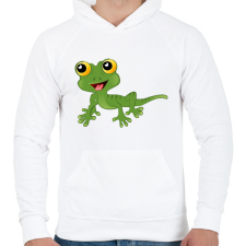 PRINTFASHION Gekkó - Férfi kapucnis pulóver - Fehér férfi pulóver, kardigán