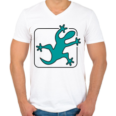 PRINTFASHION Gekkó - Férfi V-nyakú póló - Fehér