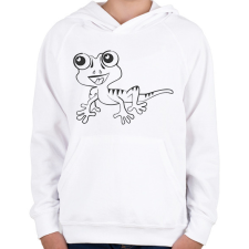 PRINTFASHION Gekkó - Gyerek kapucnis pulóver - Fehér gyerek pulóver, kardigán