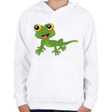 PRINTFASHION Gekkó - Gyerek kapucnis pulóver - Fehér gyerek pulóver, kardigán