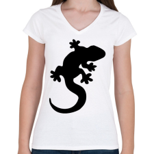 PRINTFASHION Gekkó sziluett - Női V-nyakú póló - Fehér női póló