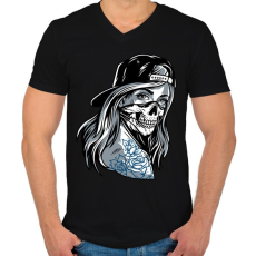 PRINTFASHION Gengszter lány - Férfi V-nyakú póló - Fekete