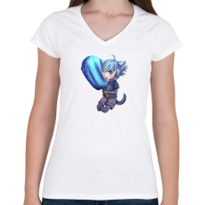 PRINTFASHION Genshin cat Chongyu - Női V-nyakú póló - Fehér