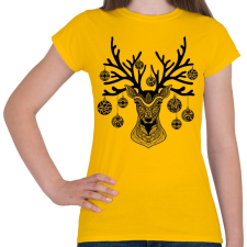 PRINTFASHION Geometrikus karácsonyi rénszarvas - Női póló - Sárga női póló