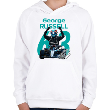 PRINTFASHION George Russell - Gyerek kapucnis pulóver - Fehér gyerek pulóver, kardigán
