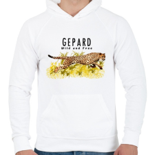 PRINTFASHION gepard - Férfi kapucnis pulóver - Fehér férfi pulóver, kardigán