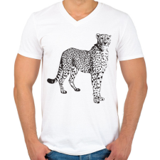 PRINTFASHION Gepárd  - Férfi V-nyakú póló - Fehér férfi póló