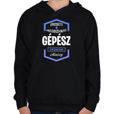 PRINTFASHION Gépész prémium minőség - Gyerek kapucnis pulóver - Fekete