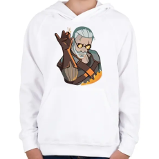 PRINTFASHION Geralt - Igni jel - Gyerek kapucnis pulóver - Fehér