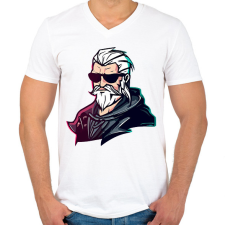 PRINTFASHION Geralt the witcher - Férfi V-nyakú póló - Fehér férfi póló