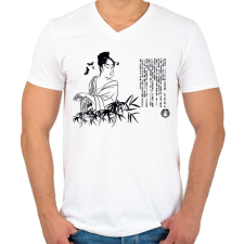 PRINTFASHION Gésa - Férfi V-nyakú póló - Fehér férfi póló