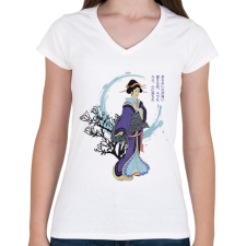 PRINTFASHION Gésa - Haiku  - Női V-nyakú póló - Fehér női póló