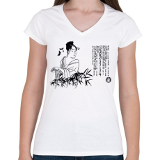 PRINTFASHION Gésa - Női V-nyakú póló - Fehér