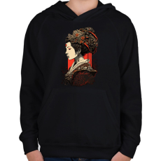 PRINTFASHION Gésa Shinto királynő - Gyerek kapucnis pulóver - Fekete
