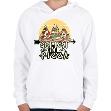 PRINTFASHION Get lost in pizza - Gyerek kapucnis pulóver - Fehér gyerek pulóver, kardigán