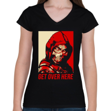 PRINTFASHION Get over here - Női V-nyakú póló - Fekete női póló