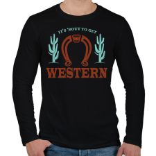 PRINTFASHION Get western - Férfi hosszú ujjú póló - Fekete férfi póló
