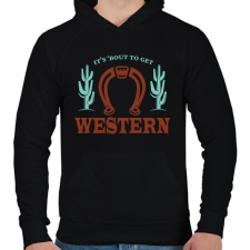 PRINTFASHION Get western - Férfi kapucnis pulóver - Fekete férfi pulóver, kardigán