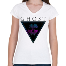 PRINTFASHION Ghost - Női V-nyakú póló - Fehér női póló