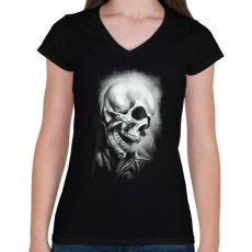 PRINTFASHION Ghost Rider - Női V-nyakú póló - Fekete