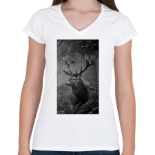 PRINTFASHION Gímszarvas - Női V-nyakú póló - Fehér női póló