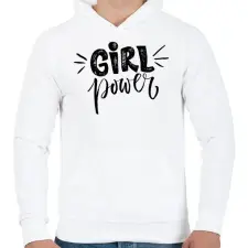 PRINTFASHION Girl power - Férfi kapucnis pulóver - Fehér férfi pulóver, kardigán