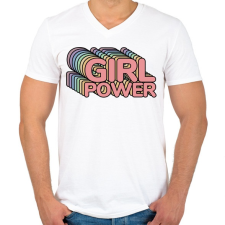 PRINTFASHION Girl Power - Férfi V-nyakú póló - Fehér férfi póló