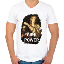 PRINTFASHION Girl power - festmény - Férfi V-nyakú póló - Fehér férfi póló