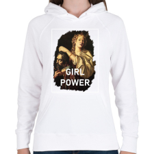 PRINTFASHION Girl power - festmény - Női kapucnis pulóver - Fehér női pulóver, kardigán