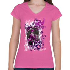 PRINTFASHION GIRLS STYLE - Női V-nyakú póló - Rózsaszín