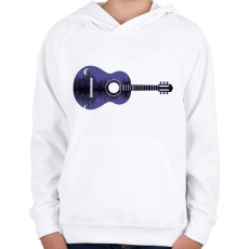 PRINTFASHION Gitár az éjszakában - Gyerek kapucnis pulóver - Fehér