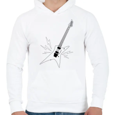 PRINTFASHION Gitár  - Férfi kapucnis pulóver - Fehér férfi pulóver, kardigán