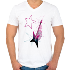 PRINTFASHION Gitár  - Férfi V-nyakú póló - Fehér férfi póló