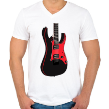 PRINTFASHION Gitár  - Férfi V-nyakú póló - Fehér férfi póló