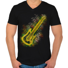 PRINTFASHION Gitár  - Férfi V-nyakú póló - Fekete férfi póló