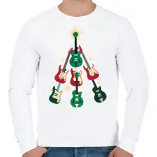 PRINTFASHION Gitár karácsonyfa - Férfi pulóver - Fehér férfi pulóver, kardigán