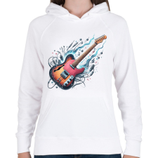 PRINTFASHION gitár - Női kapucnis pulóver - Fehér női pulóver, kardigán