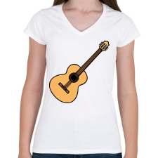 PRINTFASHION Gitár - Női V-nyakú póló - Fehér női póló
