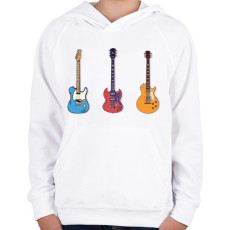 PRINTFASHION Gitárok - Gyerek kapucnis pulóver - Fehér