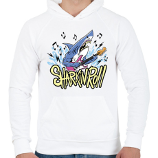 PRINTFASHION Gitáros cápa - Férfi kapucnis pulóver - Fehér